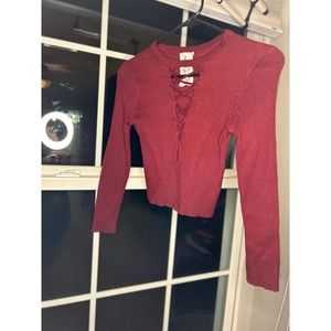 Maroon-red - stretchy Crop top